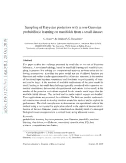 Sampling of Bayesian posteriors with a non-Gaussian probabilistic
  learning on manifolds from a small dataset