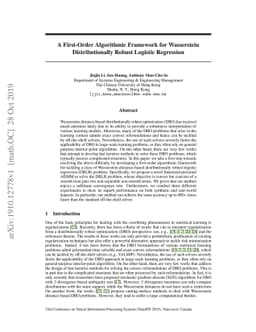 A First-Order Algorithmic Framework for Wasserstein Distributionally
  Robust Logistic Regression