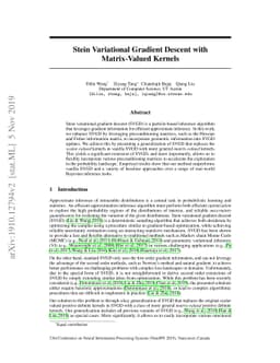Stein Variational Gradient Descent With Matrix-Valued Kernels