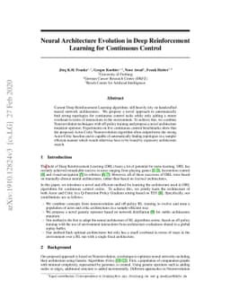 Neural Architecture Evolution in Deep Reinforcement Learning for
  Continuous Control