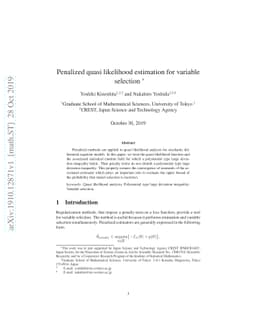Penalized quasi likelihood estimation for variable selection