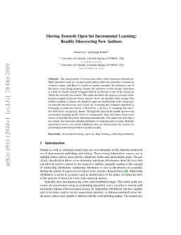 Moving Towards Open Set Incremental Learning: Readily Discovering New
  Authors