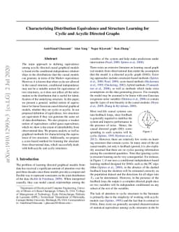 Characterizing Distribution Equivalence and Structure Learning for
  Cyclic and Acyclic Directed Graphs