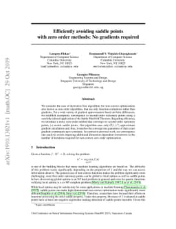 Efficiently avoiding saddle points with zero order methods: No gradients
  required