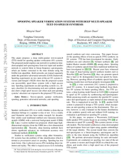 Spoofing Speaker Verification Systems with Deep Multi-speaker
  Text-to-speech Synthesis