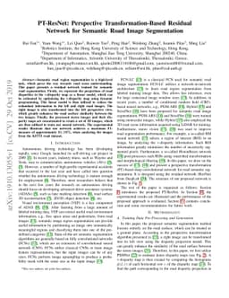 PT-ResNet: Perspective Transformation-Based Residual Network for
  Semantic Road Image Segmentation