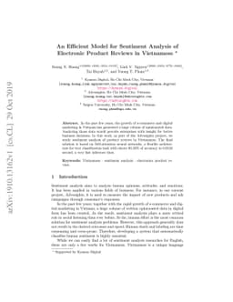 An Efficient Model for Sentiment Analysis of Electronic Product Reviews
  in Vietnamese