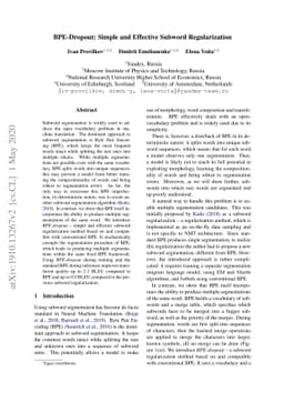 BPE-Dropout: Simple and Effective Subword Regularization
