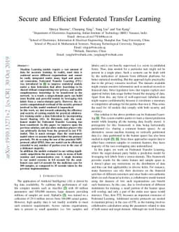 Secure and Efficient Federated Transfer Learning