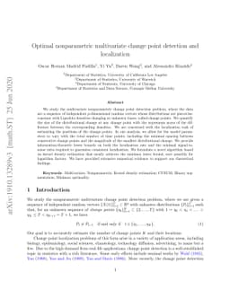 Optimal nonparametric multivariate change point detection and
  localization