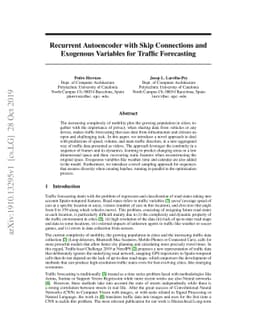 Recurrent Autoencoder with Skip Connections and Exogenous Variables for
  Traffic Forecasting