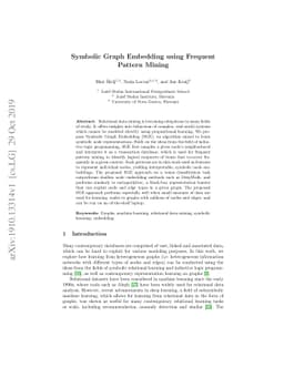 Symbolic Graph Embedding using Frequent Pattern Mining