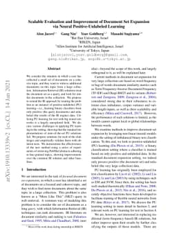 Scalable Evaluation and Improvement of Document Set Expansion via Neural
  Positive-Unlabeled Learning
