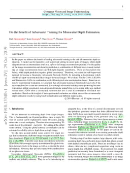On the Benefit of Adversarial Training for Monocular Depth Estimation