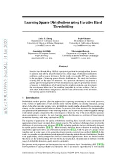 Learning Sparse Distributions using Iterative Hard Thresholding