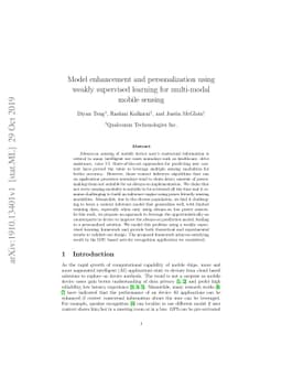 Model enhancement and personalization using weakly supervised learning
  for multi-modal mobile sensing