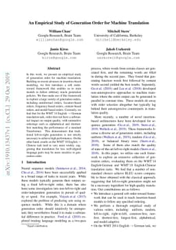 An Empirical Study of Generation Order for Machine Translation