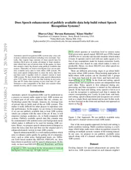 Does Speech enhancement of publicly available data help build robust
  Speech Recognition Systems?
