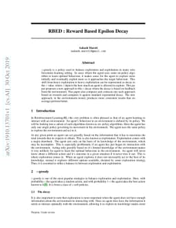 RBED: Reward Based Epsilon Decay