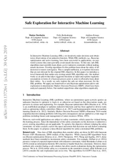 Safe Exploration for Interactive Machine Learning