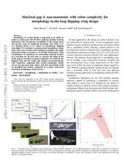 Sim2real gap is non-monotonic with robot complexity for
  morphology-in-the-loop flapping wing design