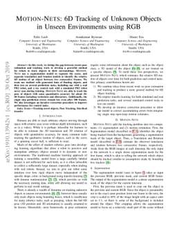 Motion-Nets: 6D Tracking of Unknown Objects in Unseen Environments using
  RGB