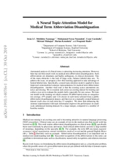 A Neural Topic-Attention Model for Medical Term Abbreviation
  Disambiguation