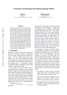 Contextual Text Denoising with Masked Language Models