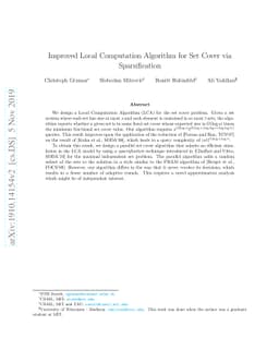 Improved Local Computation Algorithm for Set Cover via Sparsification