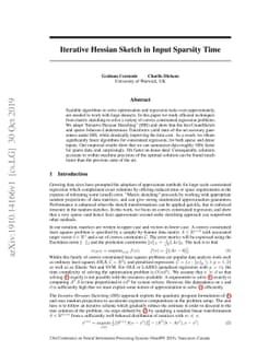 Iterative Hessian Sketch in Input Sparsity Time