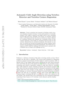 Automatic Cobb Angle Detection using Vertebra Detector and Vertebra
  Corners Regression