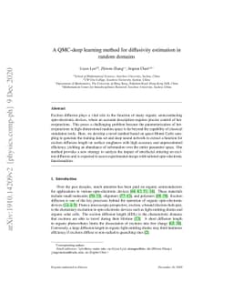 A QMC-deep learning method for diffusivity estimation in random domains