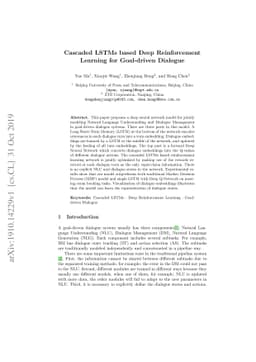 Cascaded LSTMs based Deep Reinforcement Learning for Goal-driven
  Dialogue