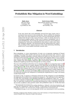 Probabilistic Bias Mitigation in Word Embeddings