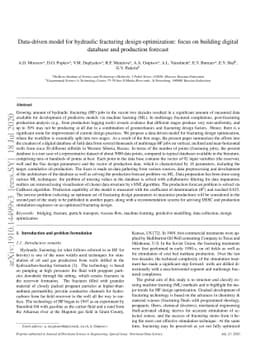 Data-driven model for hydraulic fracturing design optimization: focus on
  building digital database and production forecast