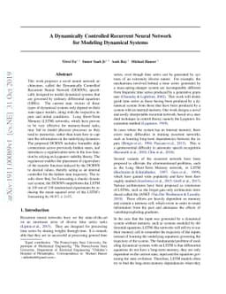 A Dynamically Controlled Recurrent Neural Network for Modeling Dynamical
  Systems
