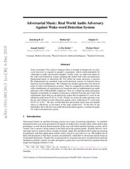 Adversarial Music: Real World Audio Adversary Against Wake-word
  Detection System