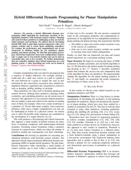 Hybrid Differential Dynamic Programming for Planar Manipulation
  Primitives