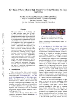 Low-Rank HOCA: Efficient High-Order Cross-Modal Attention for Video
  Captioning