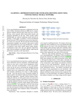 Learning a Representation for Cover Song Identification Using
  Convolutional Neural Network