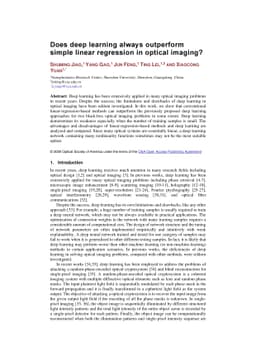Does deep learning always outperform simple linear regression in optical
  imaging?
