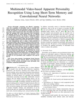 Multimodal Video-based Apparent Personality Recognition Using Long
  Short-Term Memory and Convolutional Neural Networks