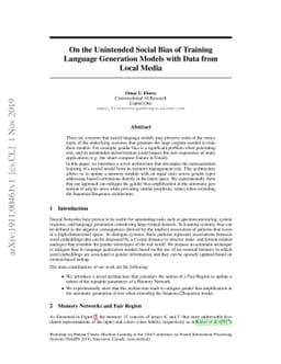 On the Unintended Social Bias of Training Language Generation Models
  with Data from Local Media