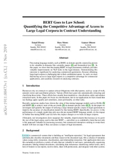 BERT Goes to Law School: Quantifying the Competitive Advantage of Access
  to Large Legal Corpora in Contract Understanding