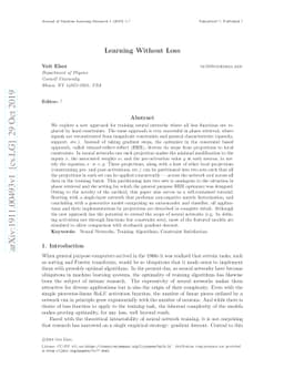 Learning Without Loss