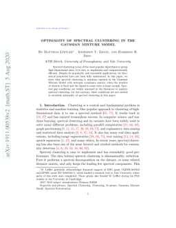 Optimality of Spectral Clustering in the Gaussian Mixture Model