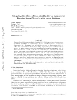 Mitigating the Effects of Non-Identifiability on Inference for Bayesian
  Neural Networks with Latent Variables