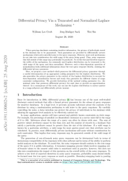 Differential Privacy Via a Truncated and Normalized Laplace Mechanism