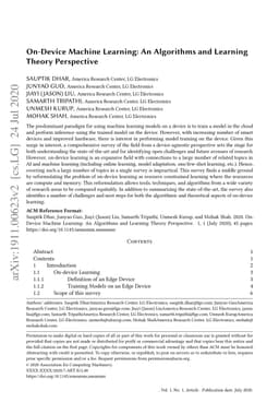 On-Device Machine Learning: An Algorithms and Learning Theory
  Perspective
