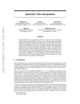 Quadratic video interpolation